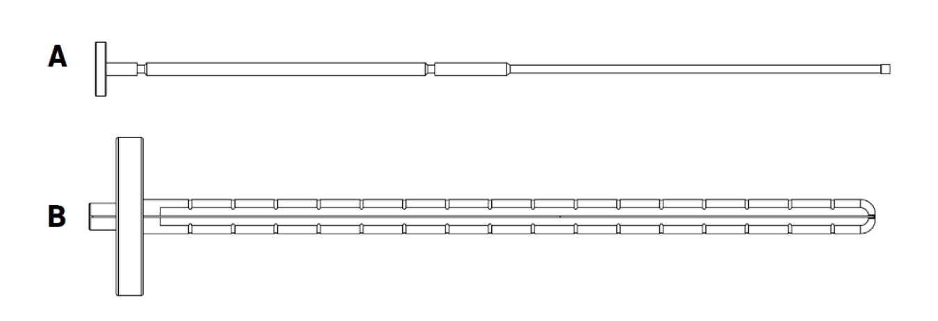 Rigicon Furlow Insertion Tool components:  a) Obturator  b) Cylinder handle